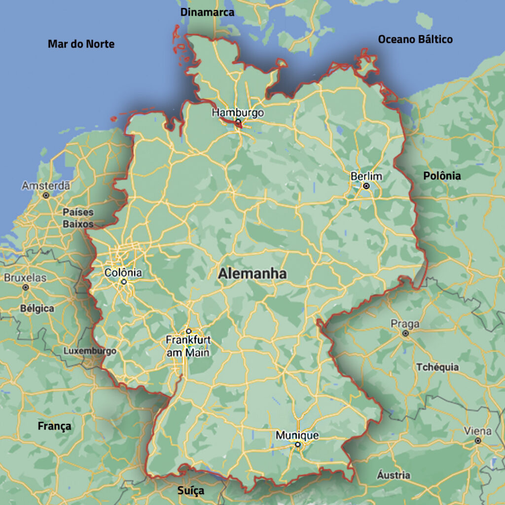 Mapa da Alemanha e suas fronteiras